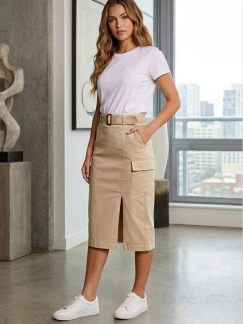Juicy Couture Y2K Utility Gorpcore Streetwear Cargo Office Siren Midi Skirt 31
